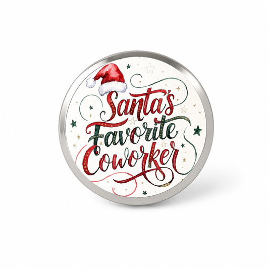 Santa's Favorite Coworker Christmas Novelty Hat Backpack Lapel Pin
