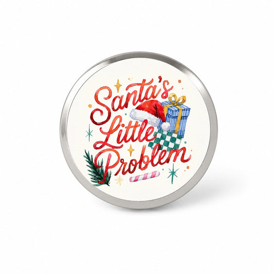 Santa's Little Problem Christmas Funny Novelty Hat Backpack Lapel Pin