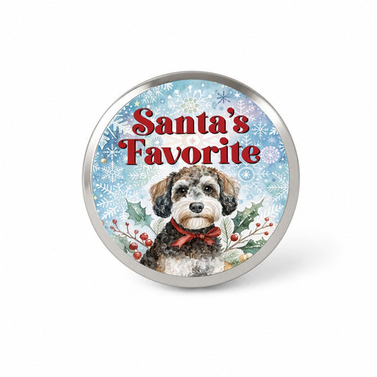 Schnoodle Dog Christmas Santa's Favorite Novelty Hat Backpack Lapel Pin