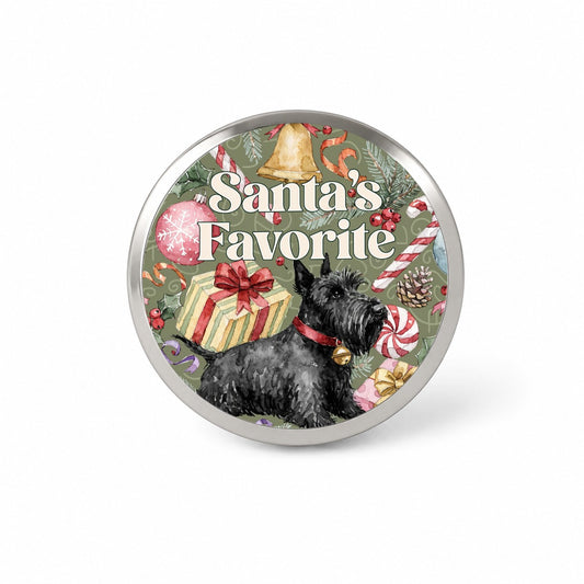 Scottish Terrier Dog Christmas Santa's Favorite Novelty Hat Backpack Lapel Pin