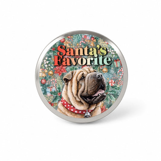 Shar Pei Dog Christmas Santa's Favorite Novelty Hat Backpack Lapel Pin