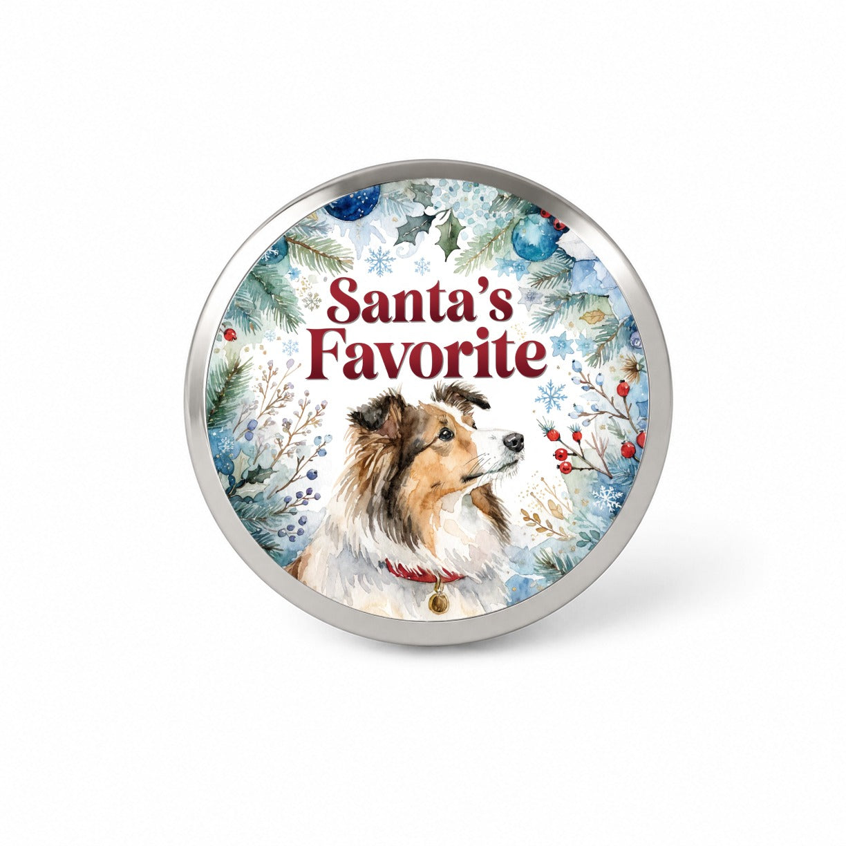 Shetland Sheepdog Christmas Santa's Favorite Novelty Hat Backpack Lapel Pin