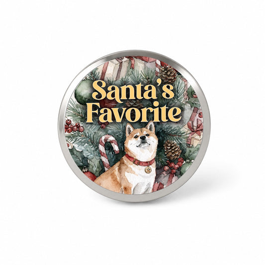 Shiba Inu Dog Christmas Santa's Favorite Novelty Hat Backpack Lapel Pin