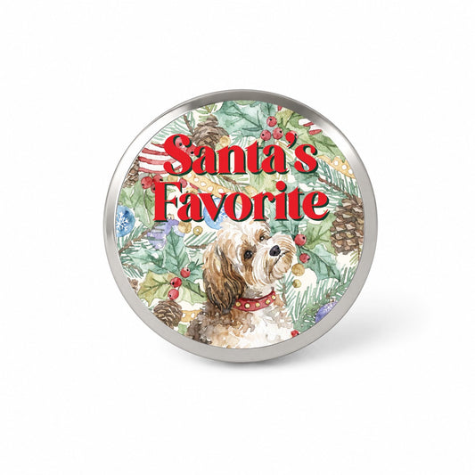Shorkie Dog Christmas Santa's Favorite Novelty Hat Backpack Lapel Pin