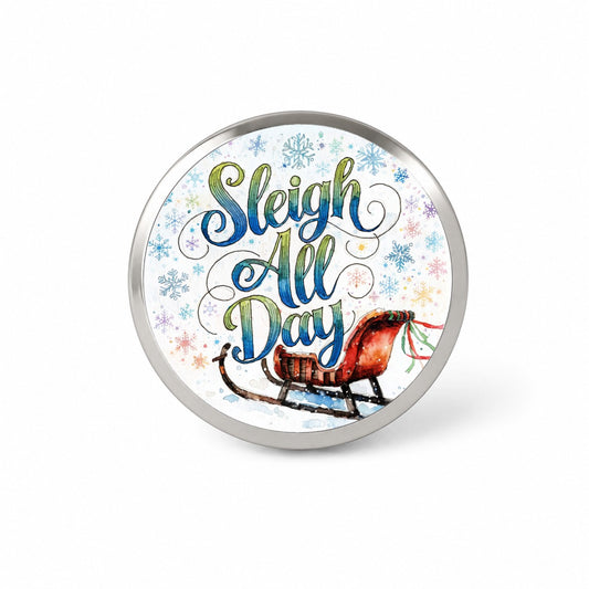 Sleigh Slay All Day Christmas Funny Snowflakes Novelty Hat Backpack Lapel Pin