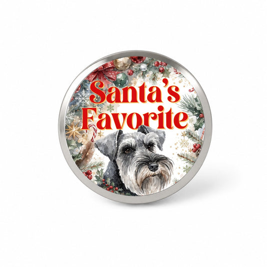 Standard Schnauzer Dog Christmas Santa's Favorite Novelty Hat Backpack Lapel Pin