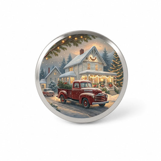 Vintage Americana Christmas Red Truck Novelty Hat Backpack Lapel Pin