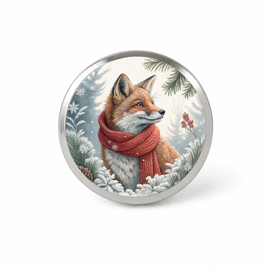 Winter Fox With Scarf Christmas Novelty Hat Backpack Lapel Pin
