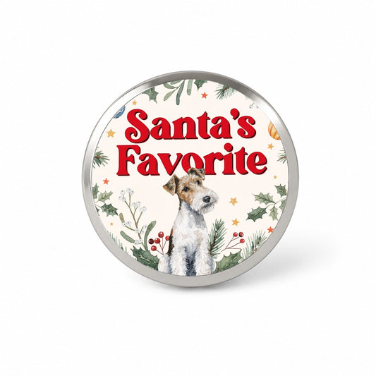 Wire Fox Terrier Dog Christmas Santa's Favorite Novelty Hat Backpack Lapel Pin