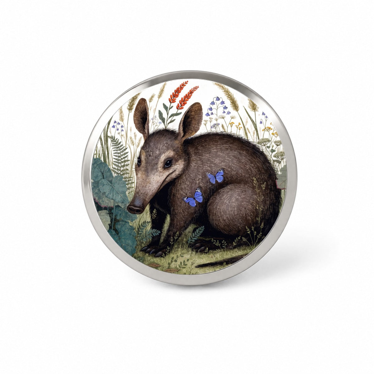 Aardvark African Wildflowers Novelty Hat Backpack Lapel Pin