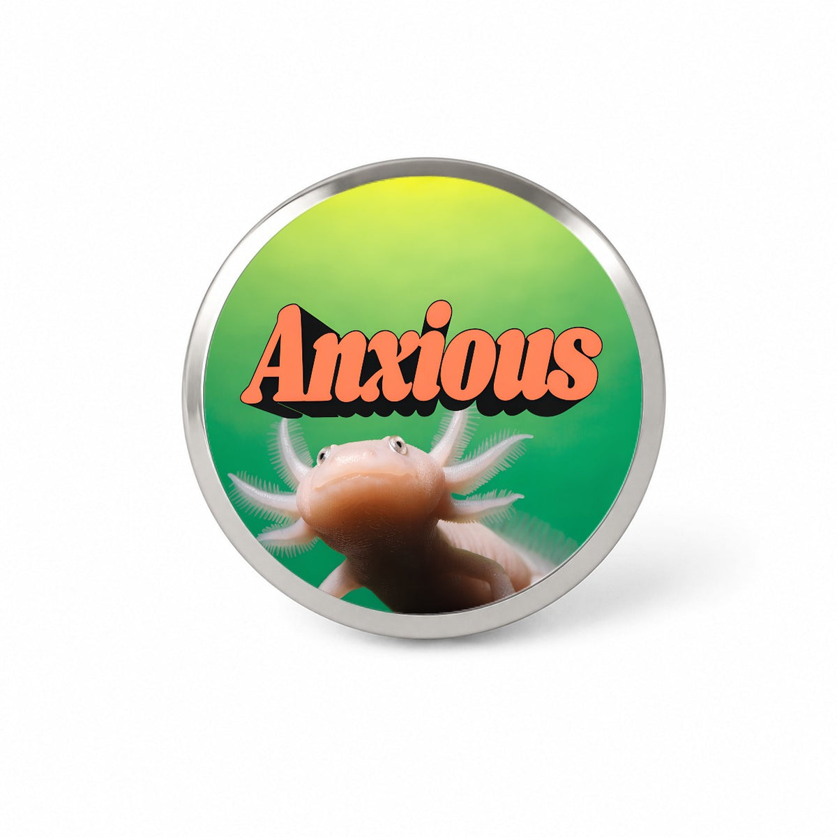 Anxious Axolotl Funny Novelty Hat Backpack Lapel Pin