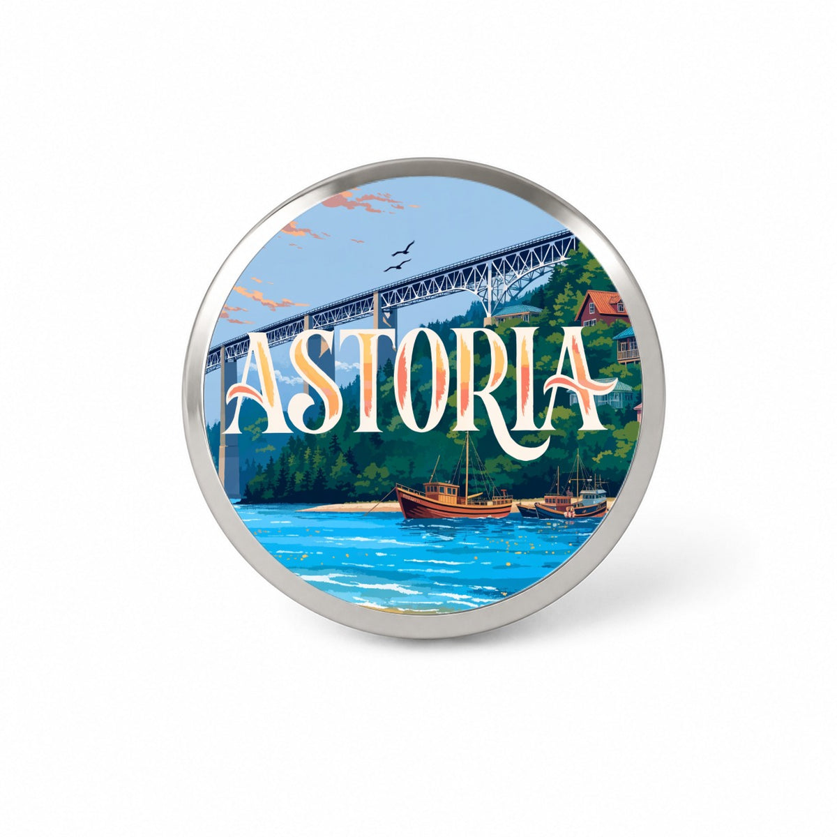 Astoria Oregon Travel Novelty Hat Backpack Lapel Pin