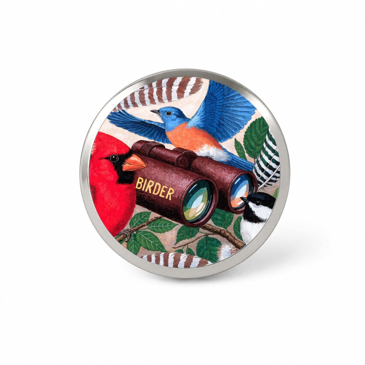 Birder Bird Lover Binoculars Novelty Hat Backpack Lapel Pin