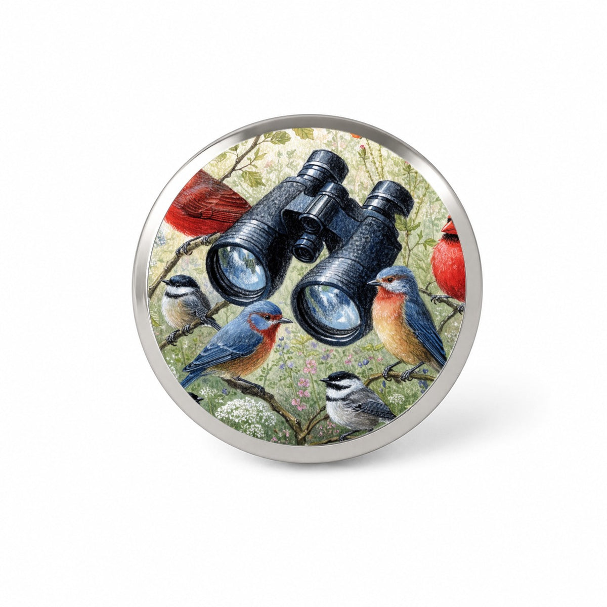 Birdwatching Binoculars Birds Novelty Hat Backpack Lapel Pin
