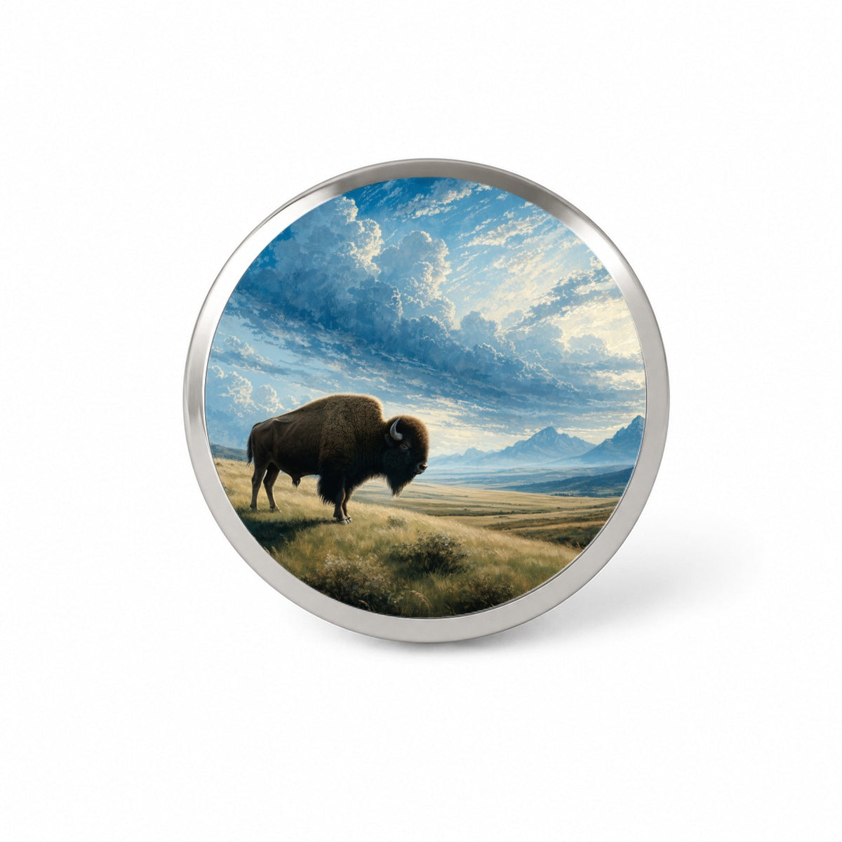 Bison Prairie Landscape Novelty Hat Backpack Lapel Pin