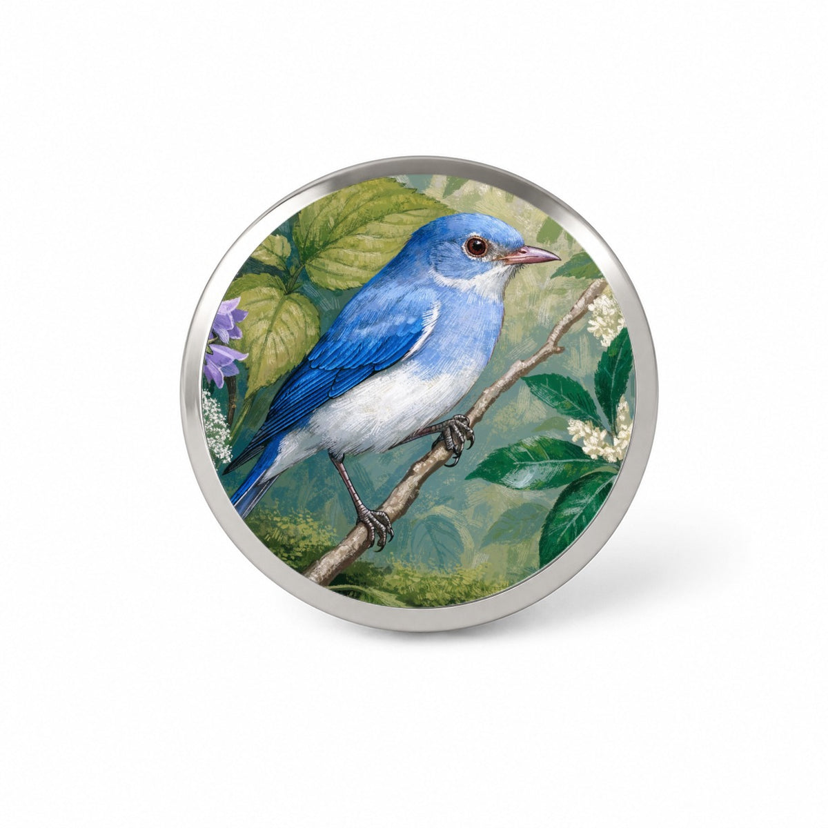 Bluebird Spring Wildflowers Novelty Hat Backpack Lapel Pin