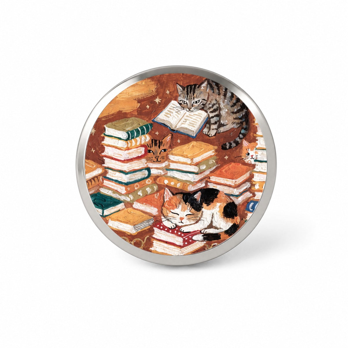 Bookish Cozy Cats Sleeping Reading Novelty Hat Backpack Lapel Pin