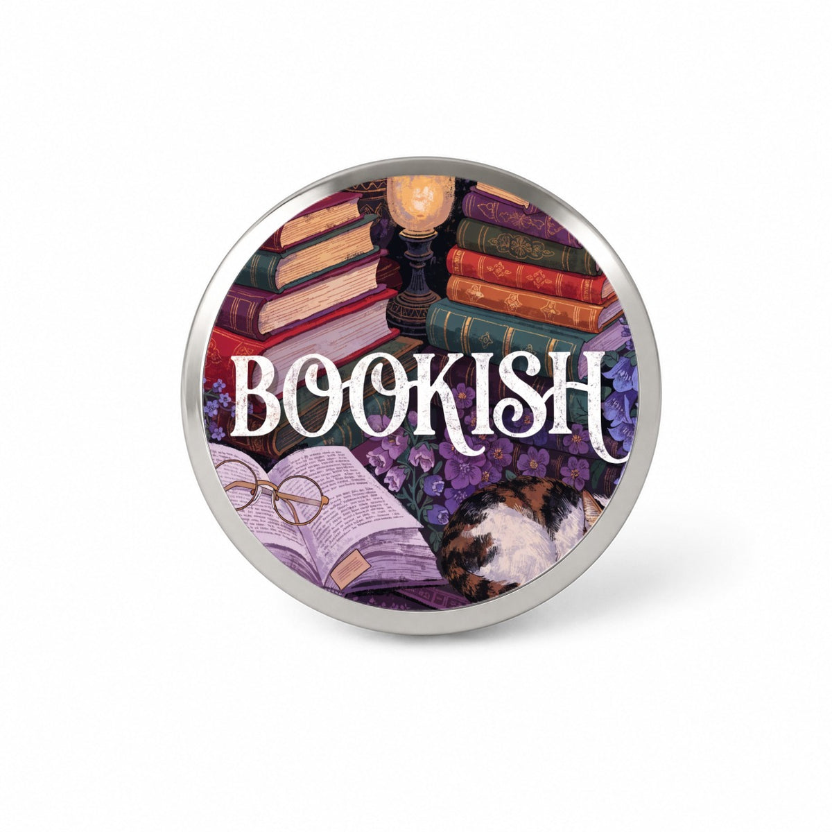 Bookish Reading Books Cat Novelty Hat Backpack Lapel Pin