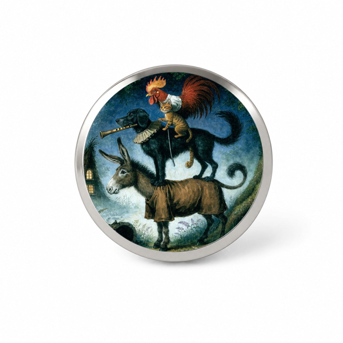 Bremen Town Musicians Novelty Hat Backpack Lapel Pin
