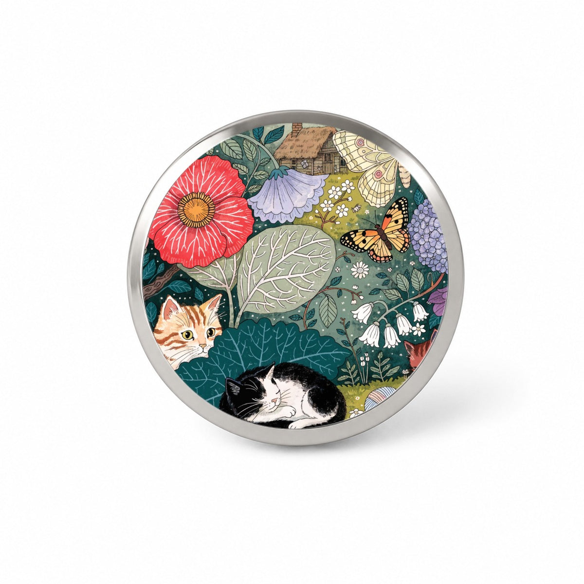 Cats In Garden Novelty Hat Backpack Lapel Pin