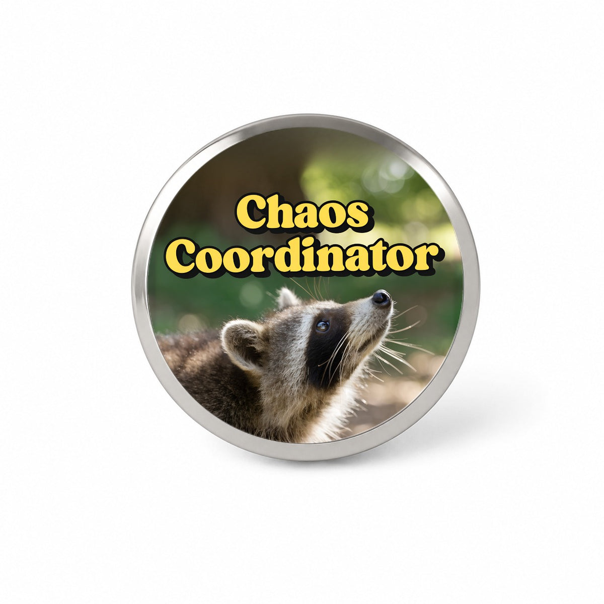 Chaos Coordinator Raccoon Funny Novelty Hat Backpack Lapel Pin