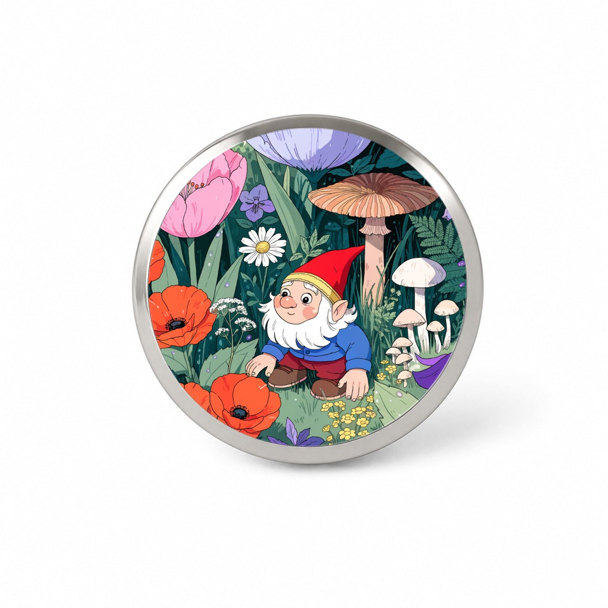 Charming Gnome Flower Garden Novelty Hat Backpack Lapel Pin