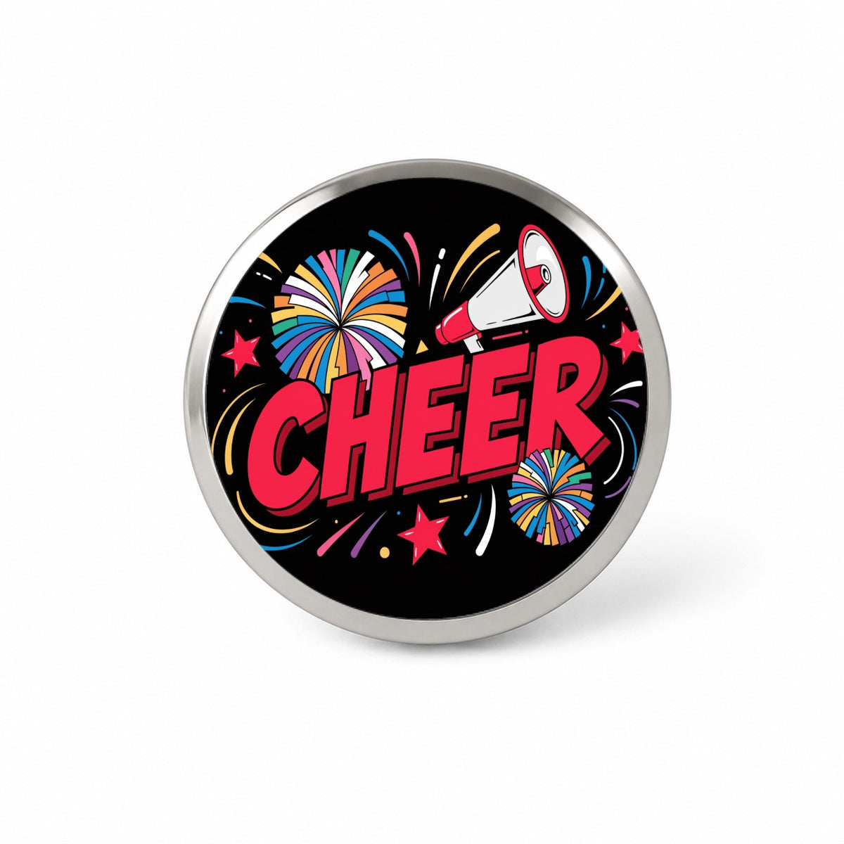 Cheerleading Red on Black Novelty Hat Backpack Lapel Pin