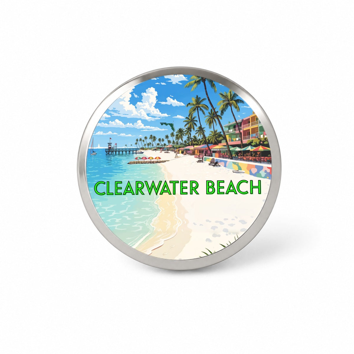 Clearwater Beach Florida Travel Novelty Hat Backpack Lapel Pin