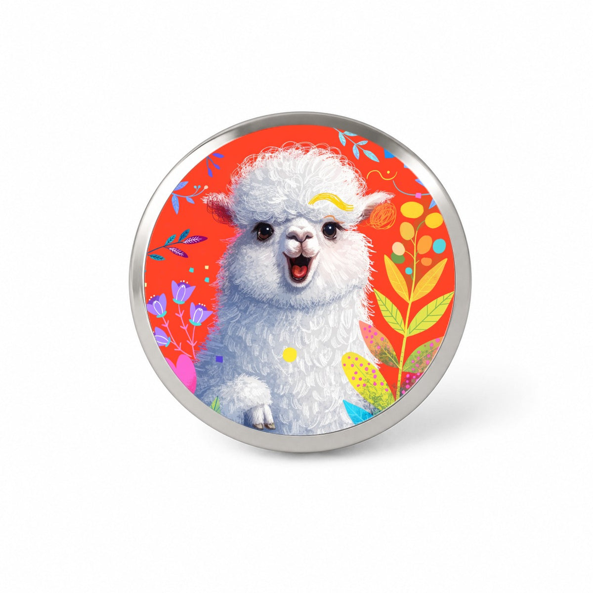 Colorful Alpaca Portrait Novelty Hat Backpack Lapel Pin