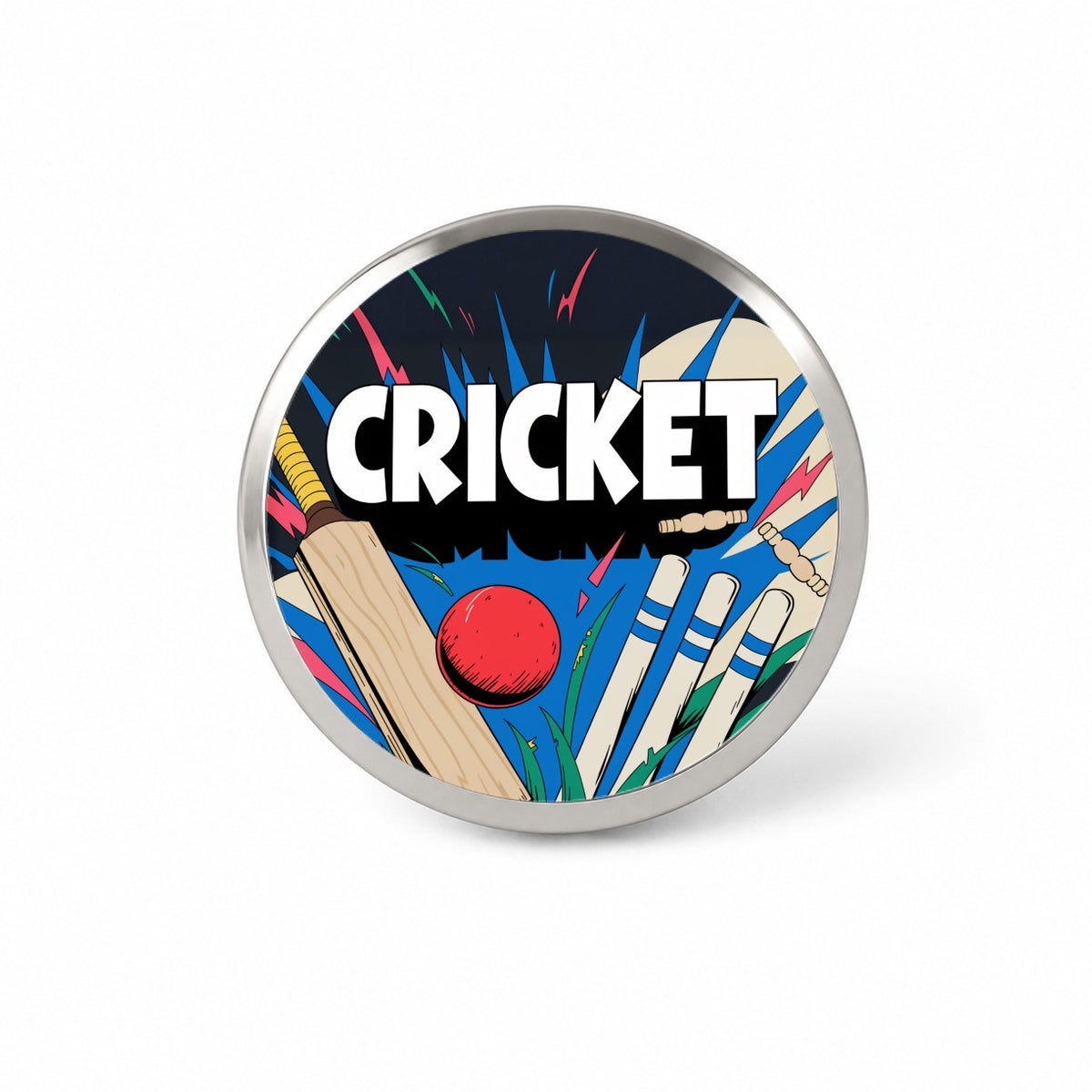 Cricket Bat Ball Wickets Novelty Hat Backpack Lapel Pin