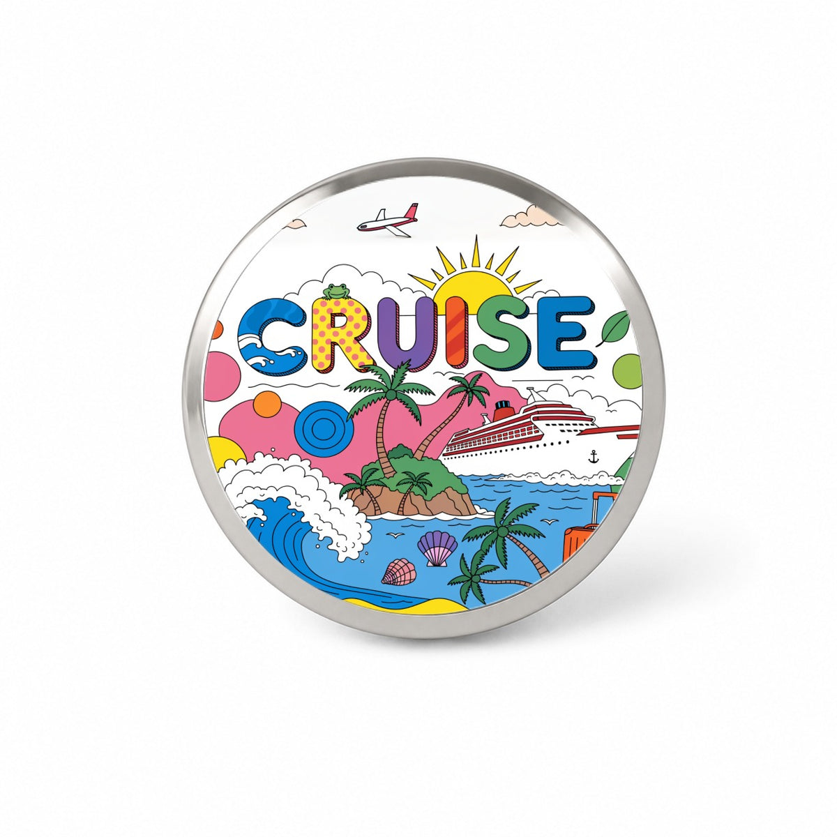 Cruise Ship Colorful Bold Travel Novelty Hat Backpack Lapel Pin