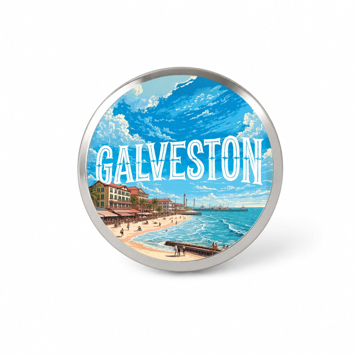 Galveston Texas Travel Novelty Hat Backpack Lapel Pin