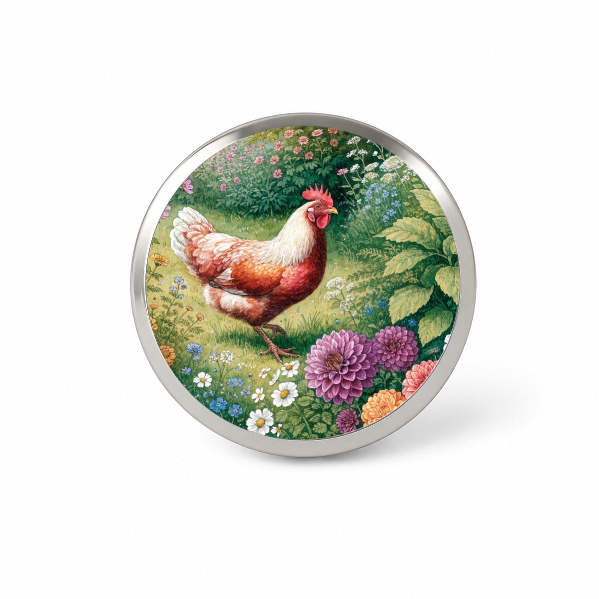 Garden Chicken Wildflowers Novelty Hat Backpack Lapel Pin
