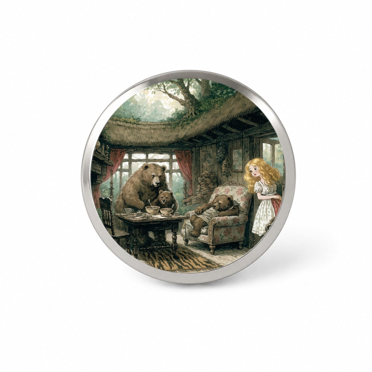 Goldilocks Three Bears Novelty Hat Backpack Lapel Pin