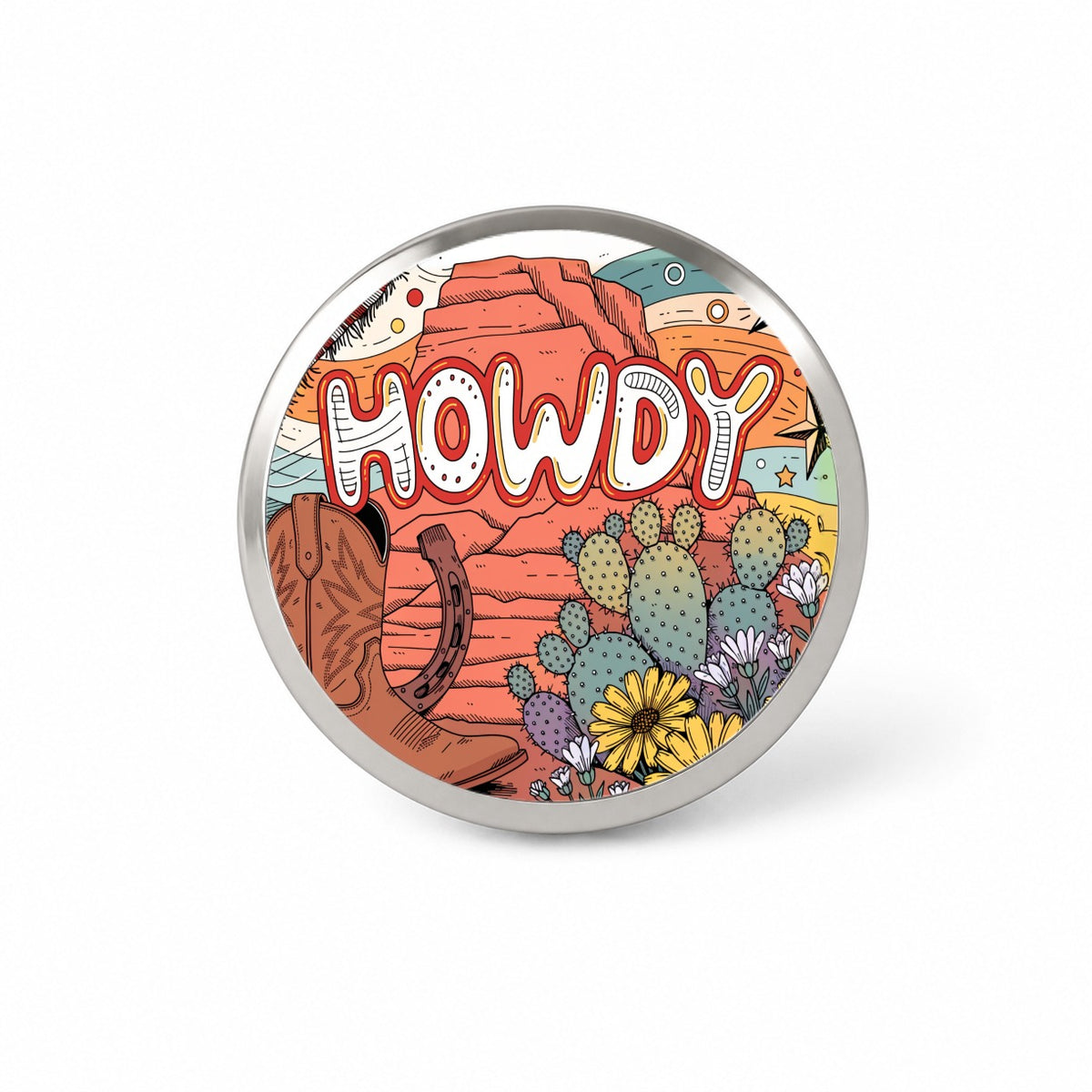 Howdy Country Cowboy Boot Cactus Novelty Hat Backpack Lapel Pin