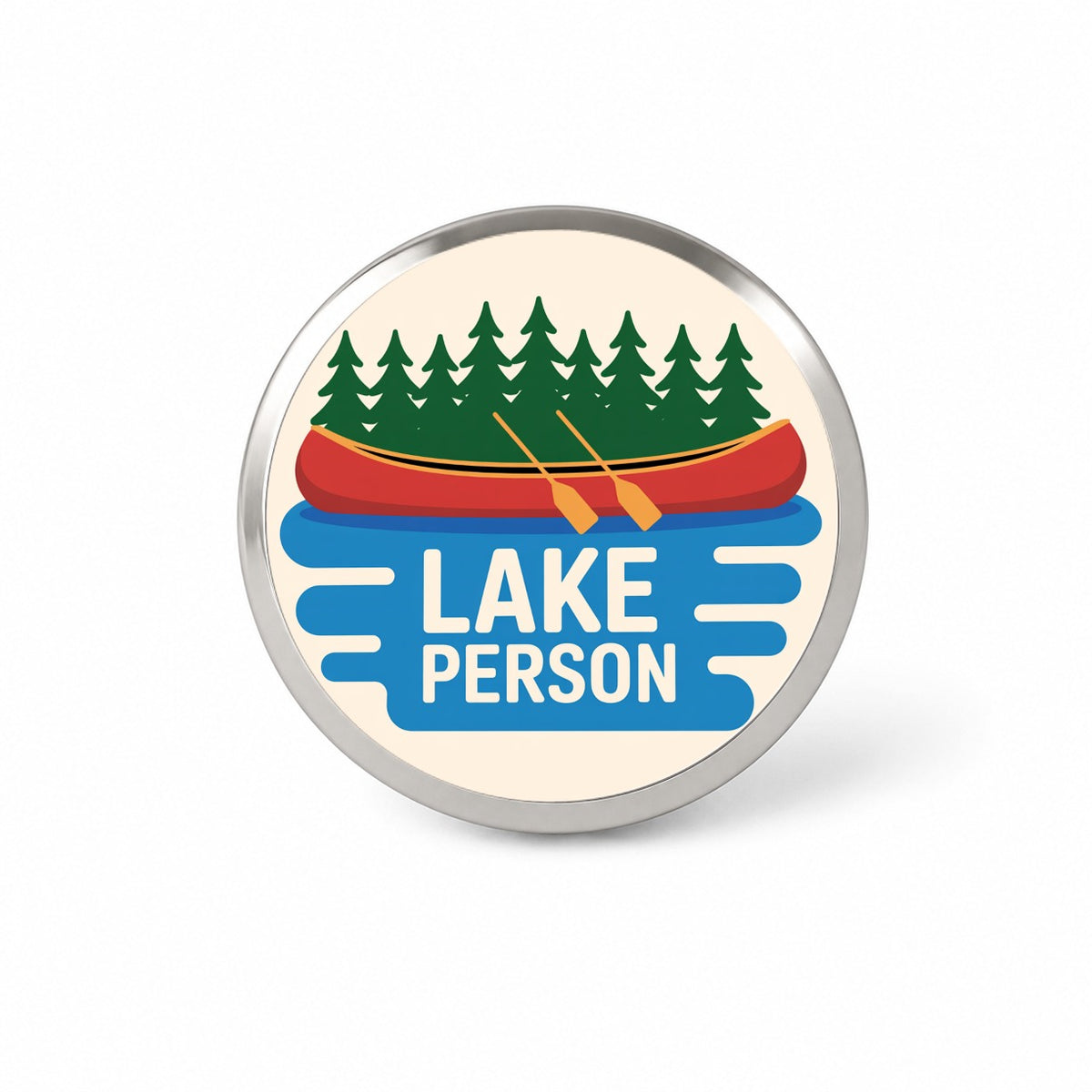 Lake Person Canoe Trees Novelty Hat Backpack Lapel Pin