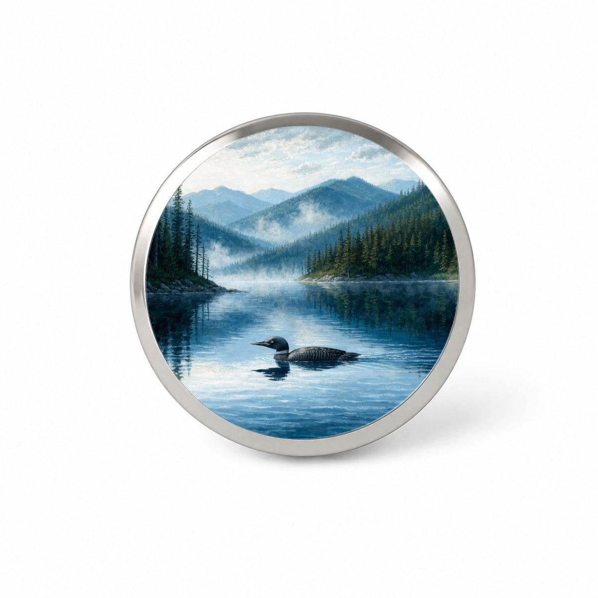 Loon Mountain Lake Novelty Hat Backpack Lapel Pin
