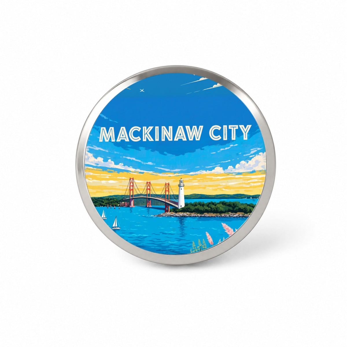 Mackinaw City Michigan Travel Novelty Hat Backpack Lapel Pin