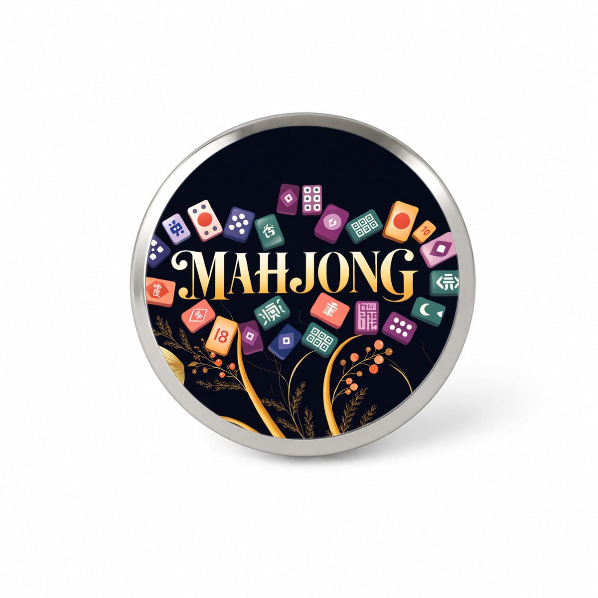 Mahjong Game Tiles Elegant Novelty Hat Backpack Lapel Pin