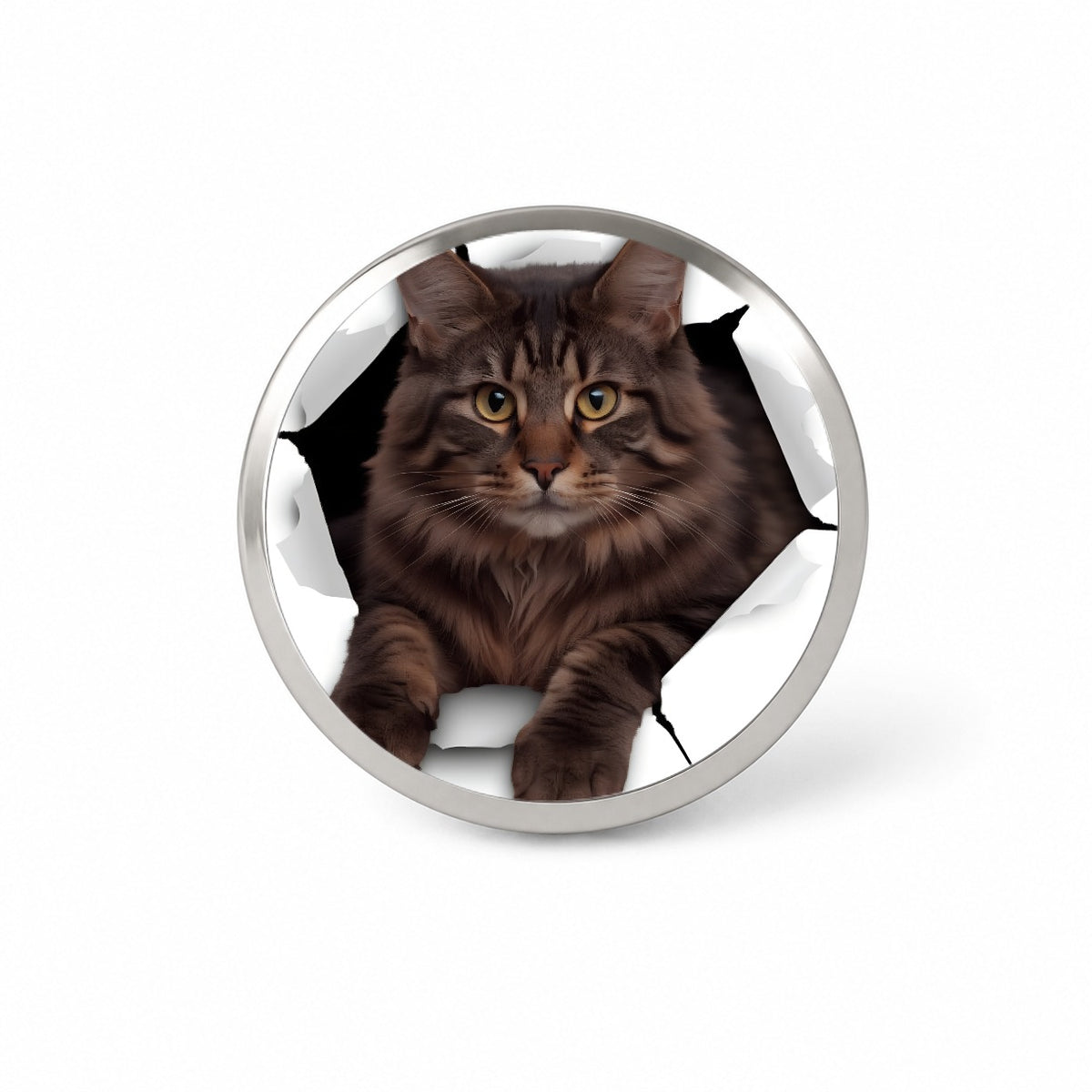 Maine Coon Cat Breakout Novelty Hat Backpack Lapel Pin