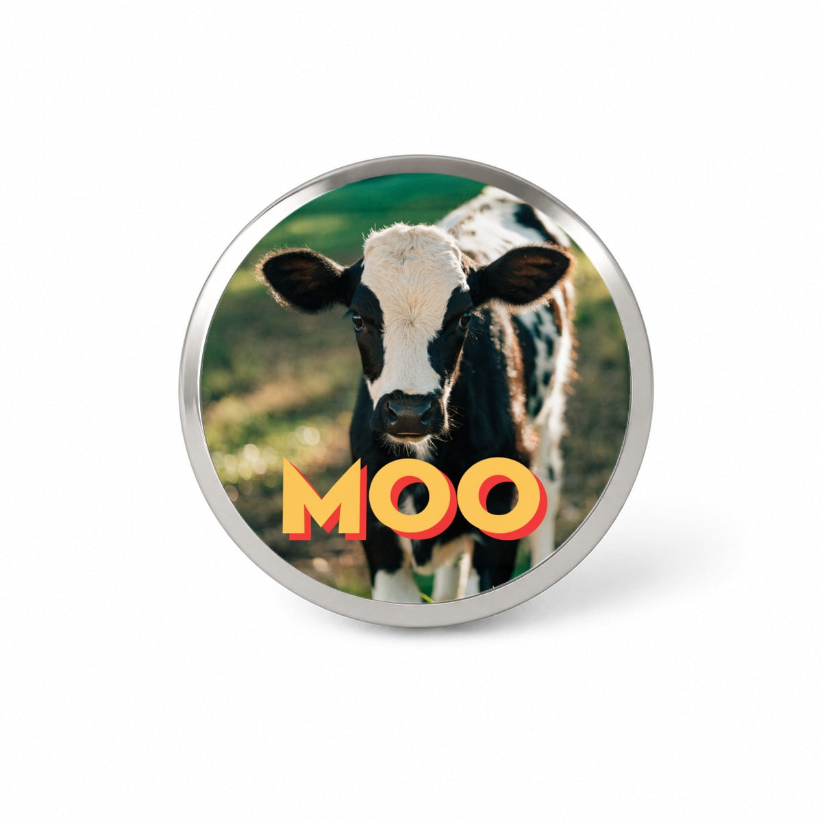 Moo Cow Funny Photo Novelty Hat Backpack Lapel Pin