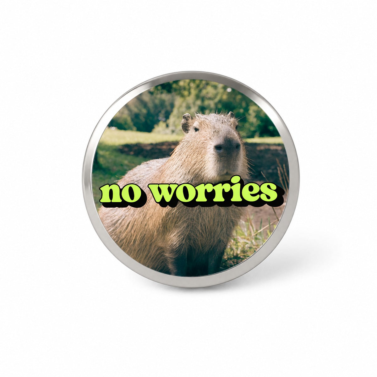 No Worries Capybara Funny Novelty Hat Backpack Lapel Pin