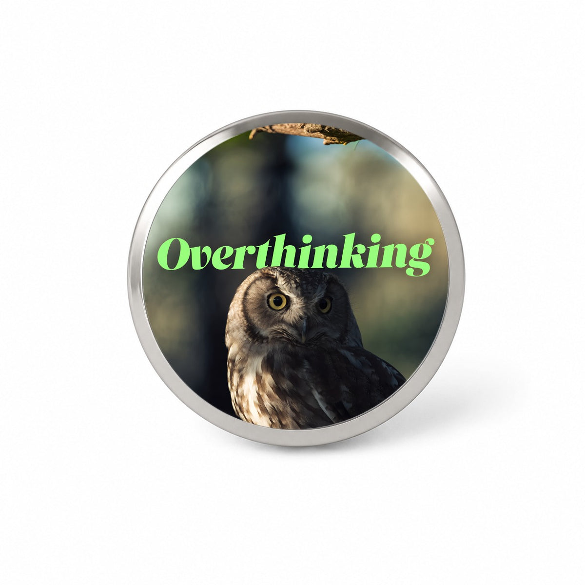 Overthinking Owl Funny Novelty Hat Backpack Lapel Pin