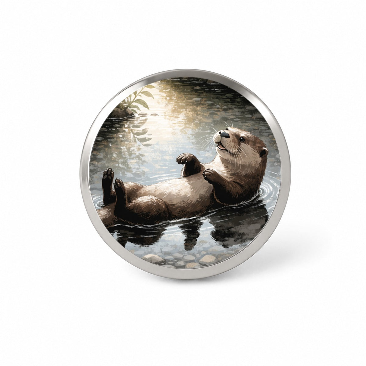 Playful River Otter Novelty Hat Backpack Lapel Pin