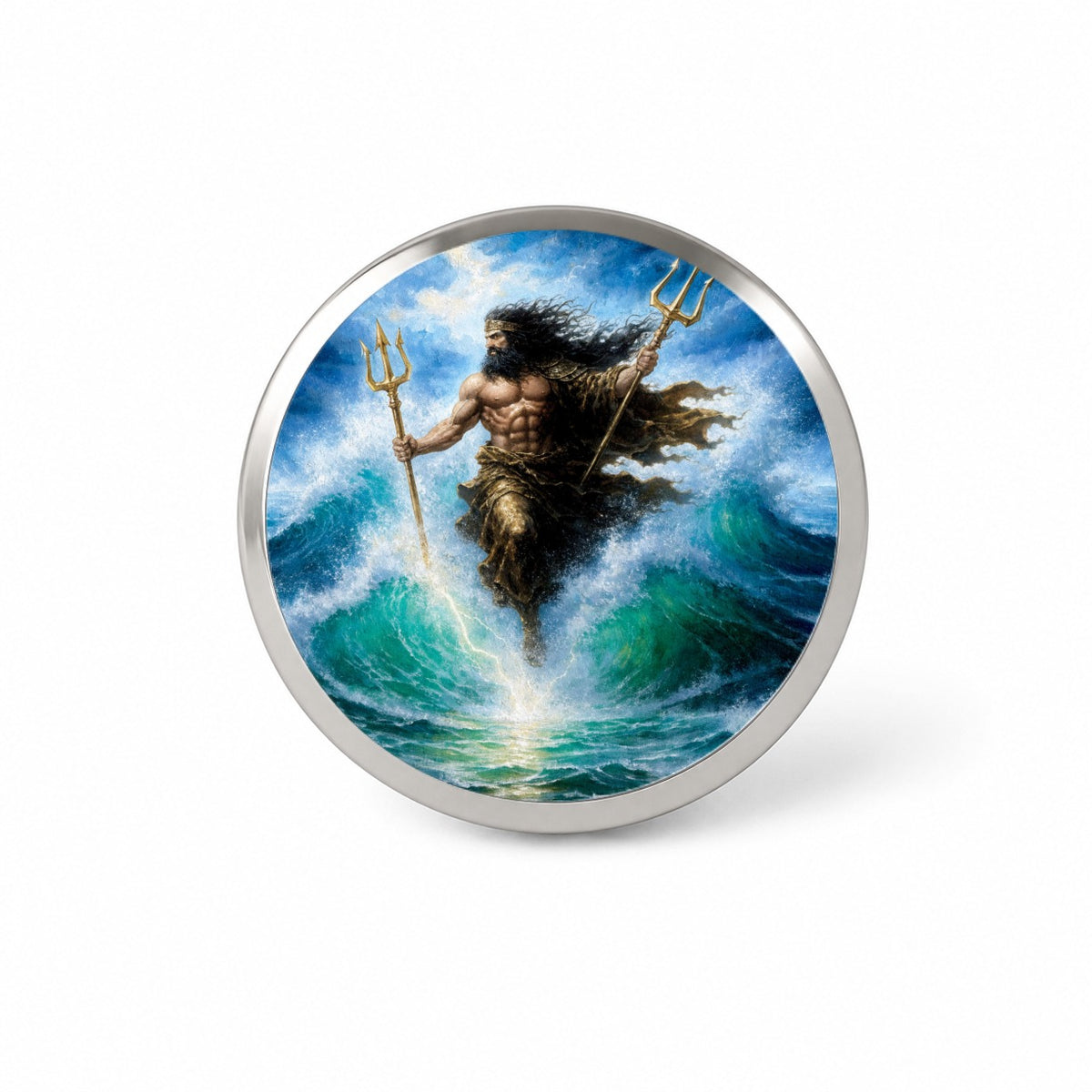 Poseidon Greek Sea God Novelty Hat Backpack Lapel Pin