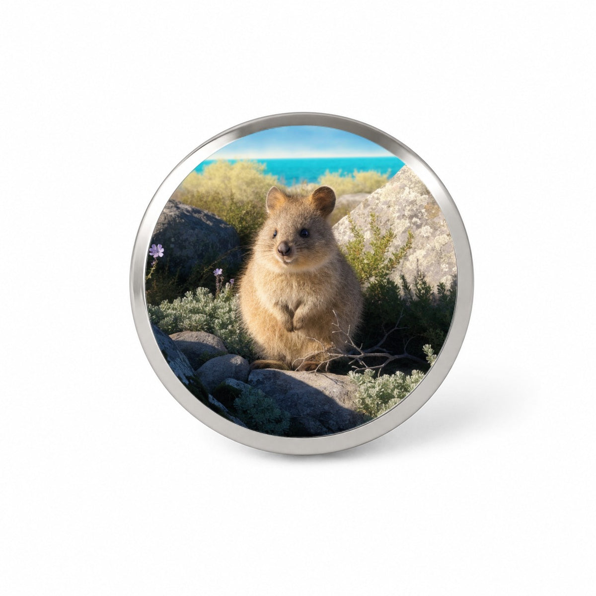 Quokka Island Landscape Novelty Hat Backpack Lapel Pin