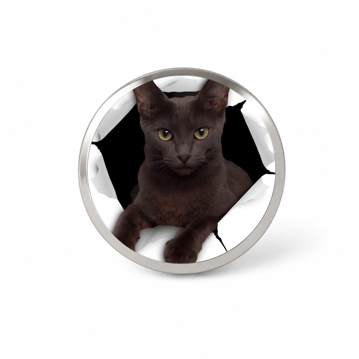 Russian Blue Cat Breakout Novelty Hat Backpack Lapel Pin