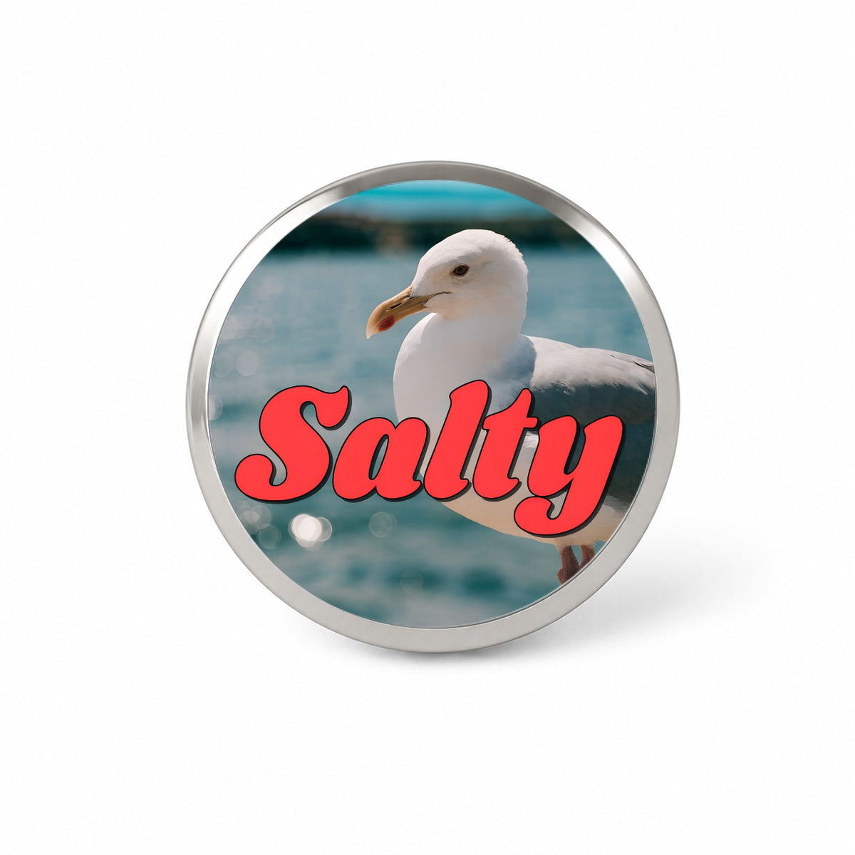 Salty Sea Gull Funny Novelty Hat Backpack Lapel Pin
