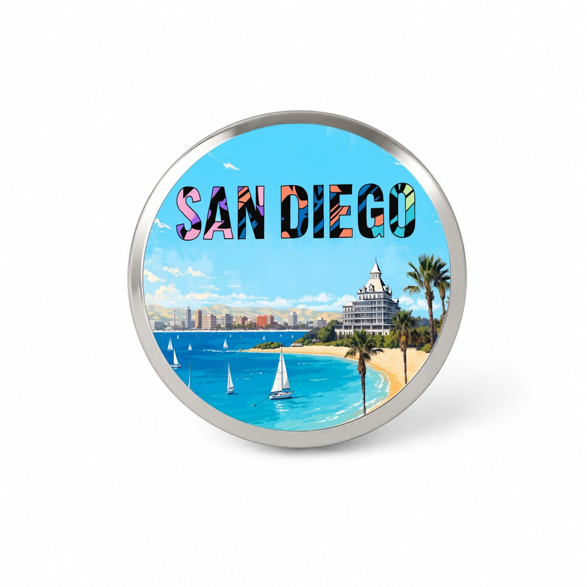 San Diego California Travel Ocean Novelty Hat Backpack Lapel Pin