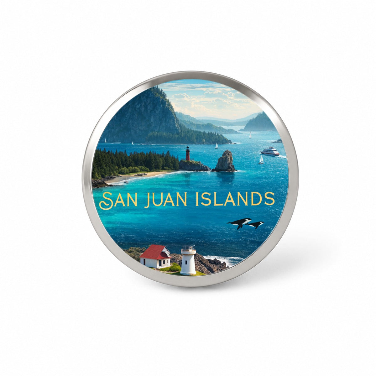 San Juan Islands Washington Travel Novelty Hat Backpack Lapel Pin